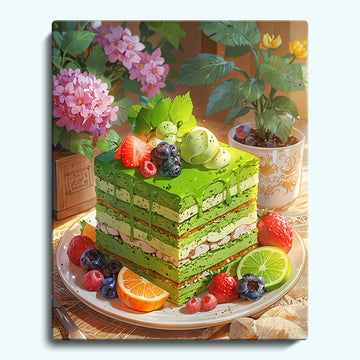 Layered matcha cake