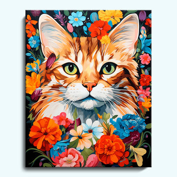 A cat in flowers