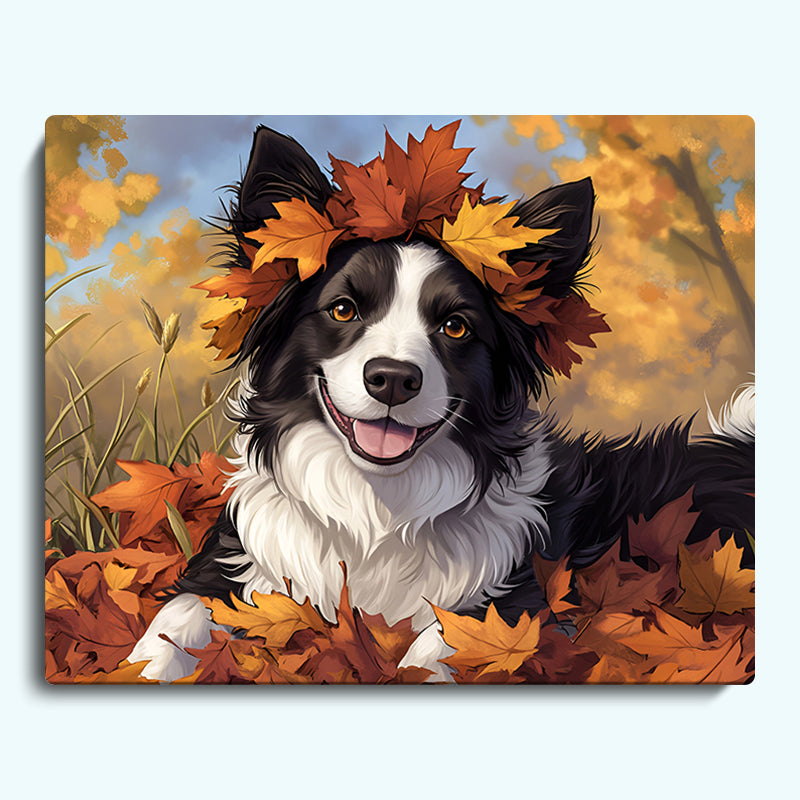 Fallen Leaves and Dog