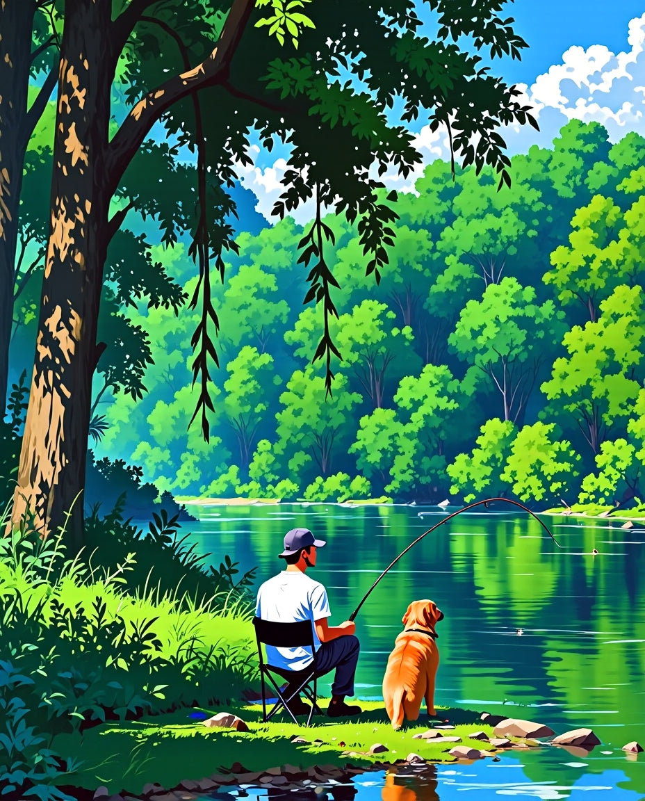 The men engaged in fishing