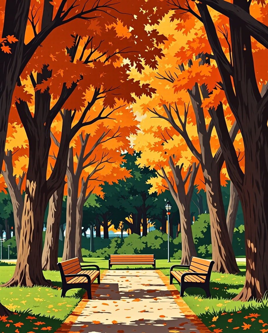 Park Scene in Autumn