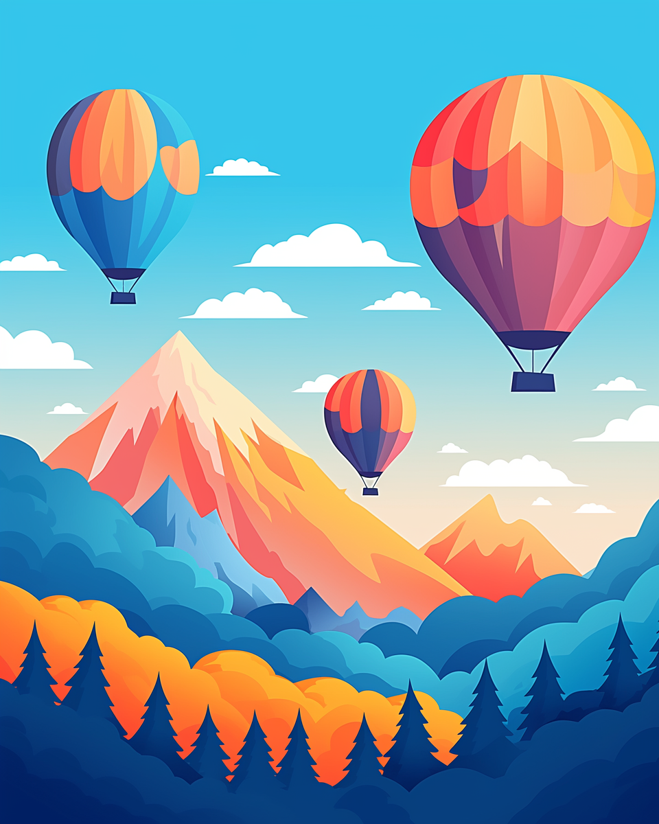 Mountain and Hot Air Balloon