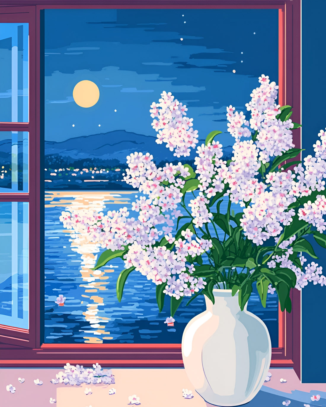 The lilacs on the windowsill