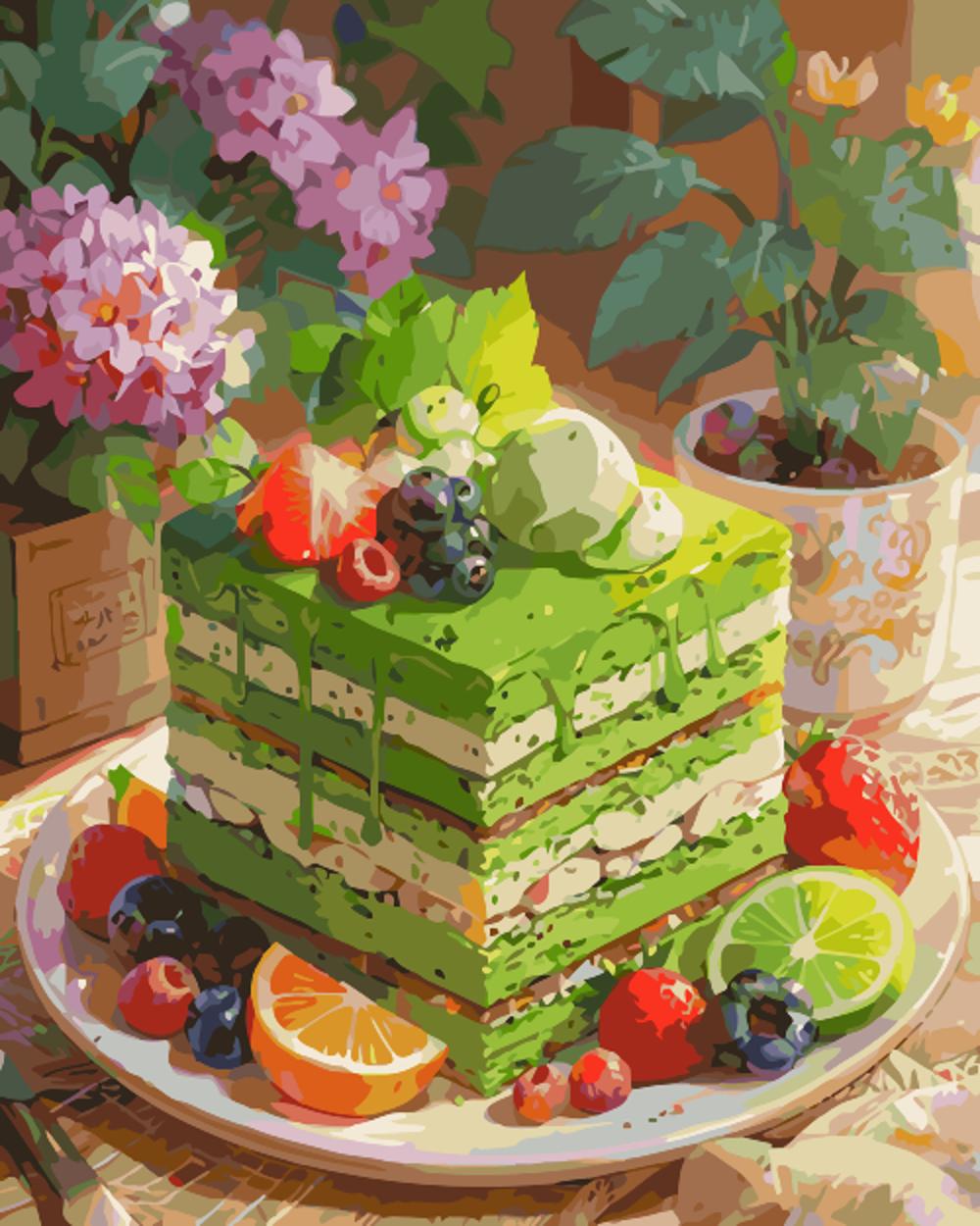 Layered matcha cake